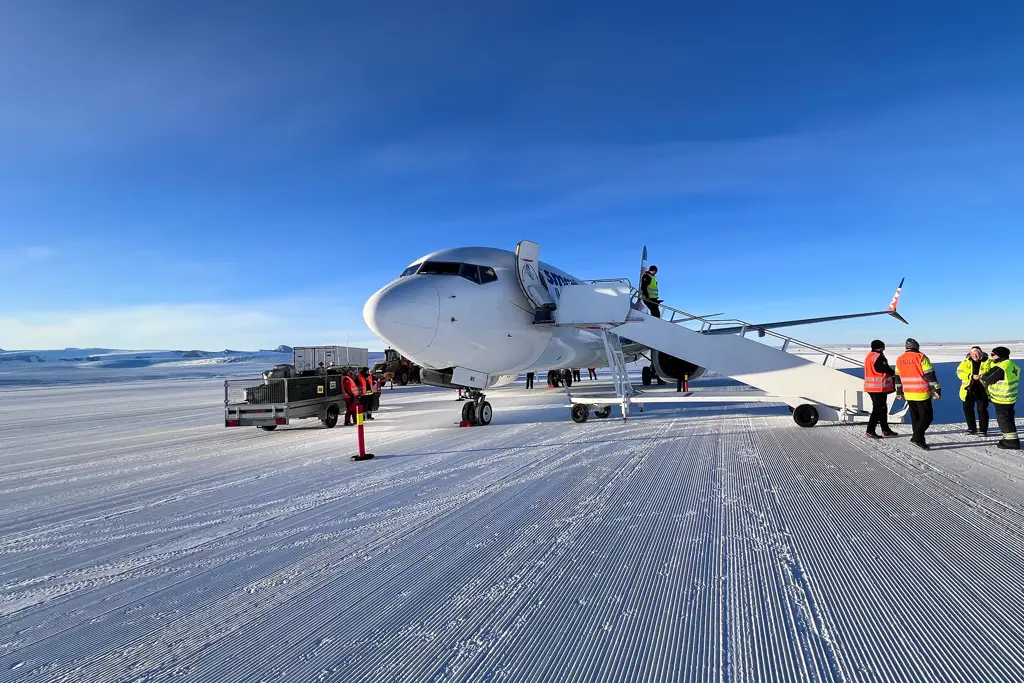 Airplane on ice in Antarctica