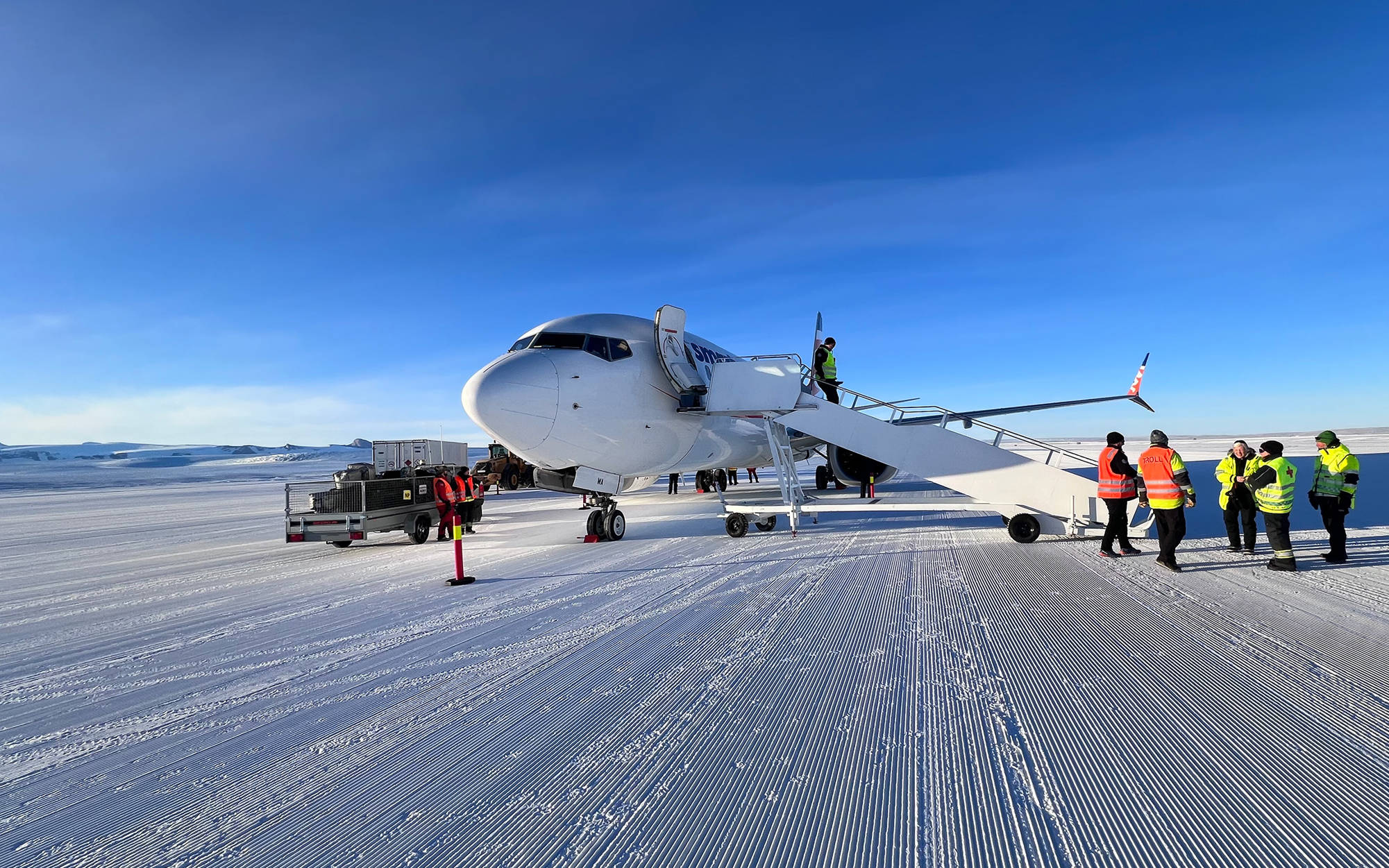 Airplane on ice in Antarctica