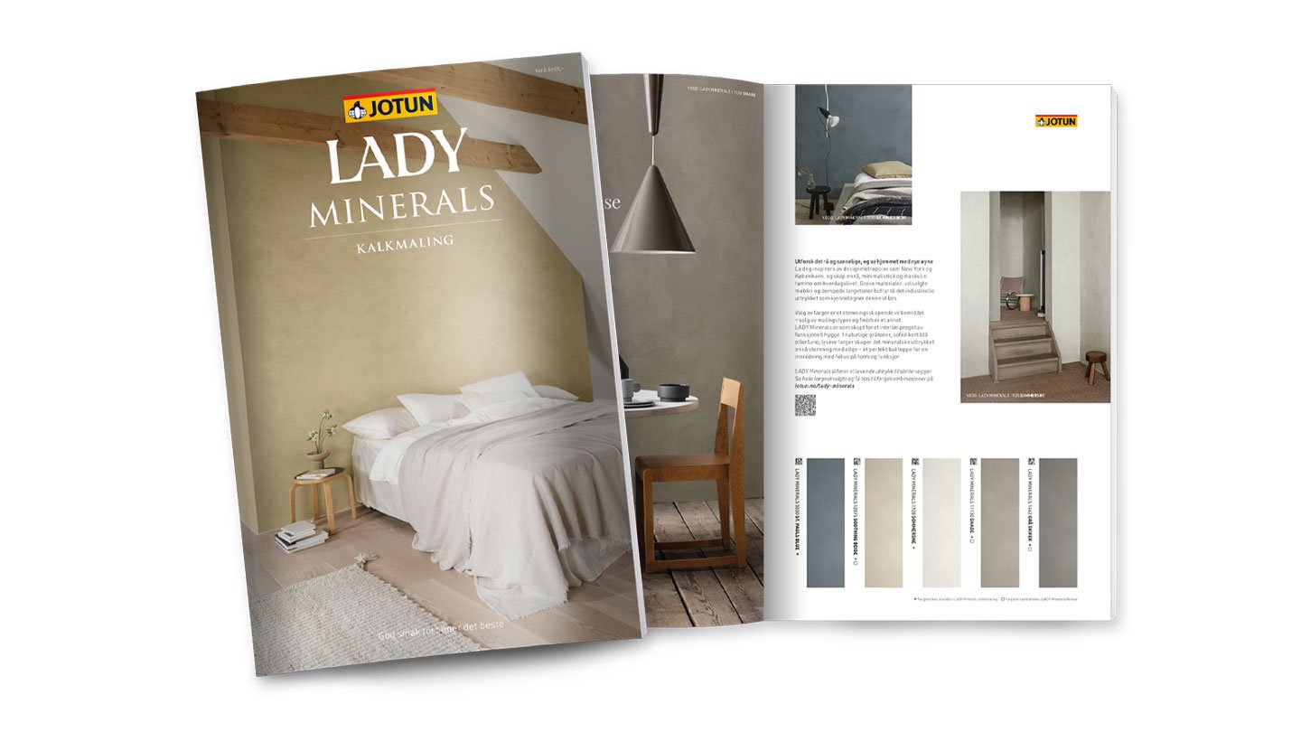 LADY Minerals kalkmaling fargekart vist som en brosjyre