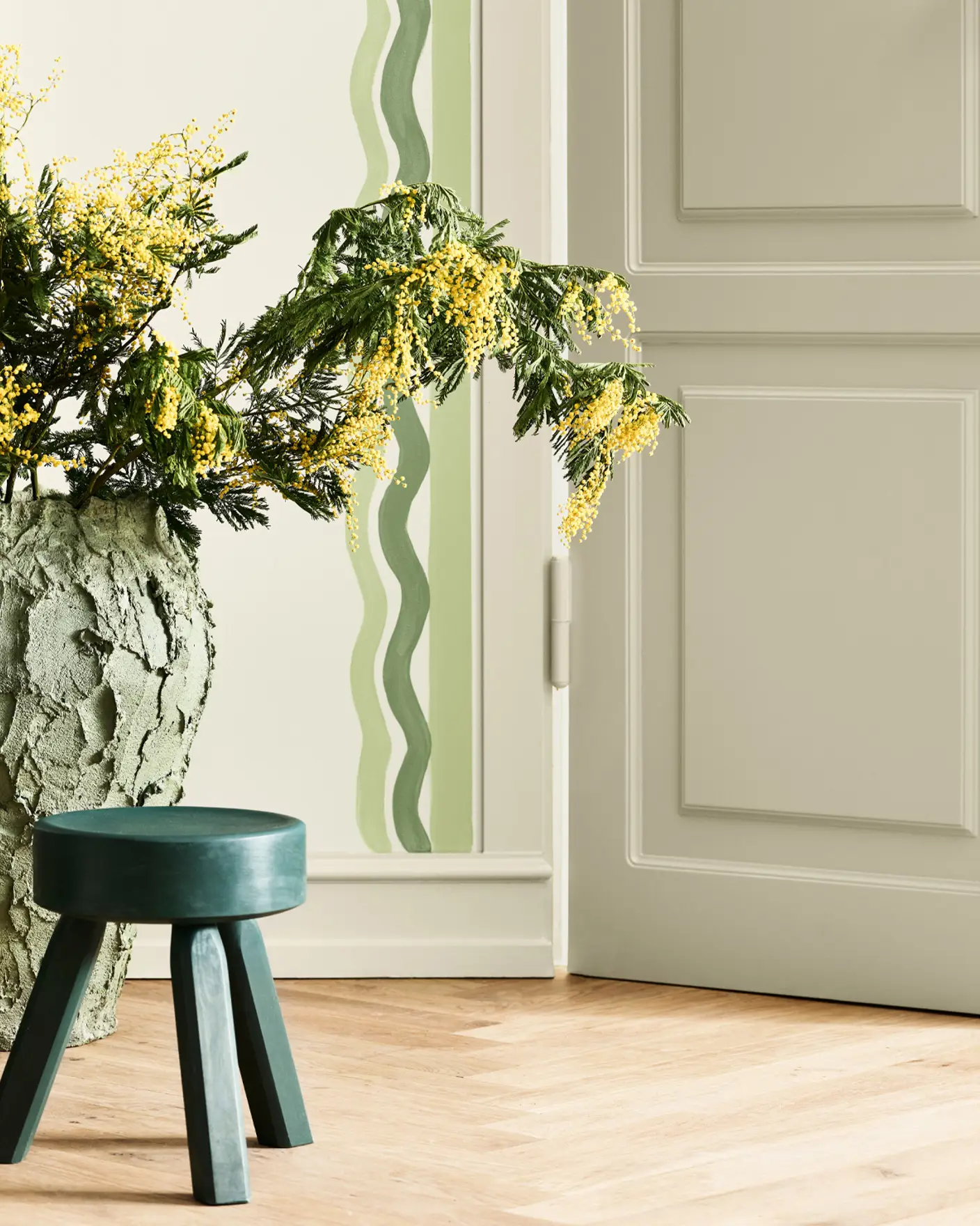 Jotun 1876 Vitt Te - 1931 Kokos - 7040 Cypress - 0470 Avocado Green