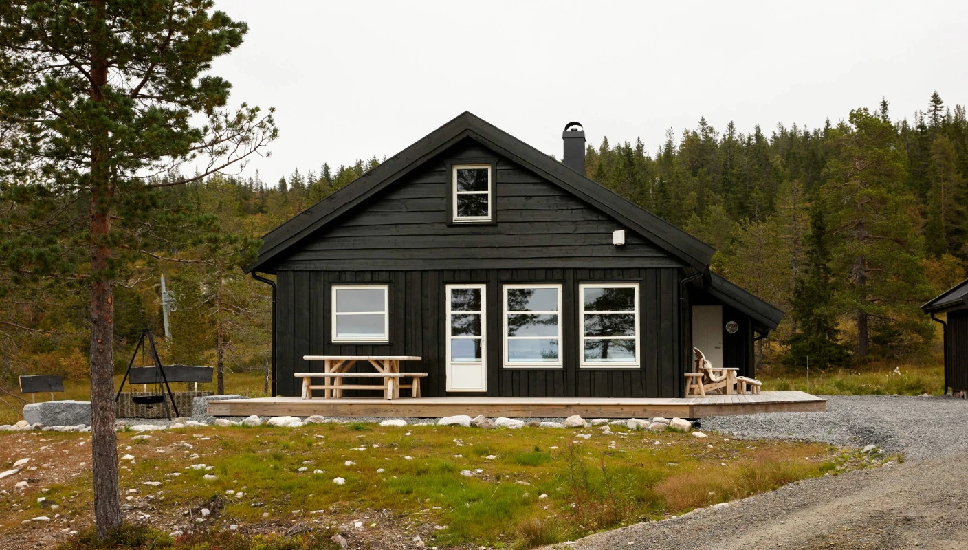 Cabin stained with dark Jotun stain