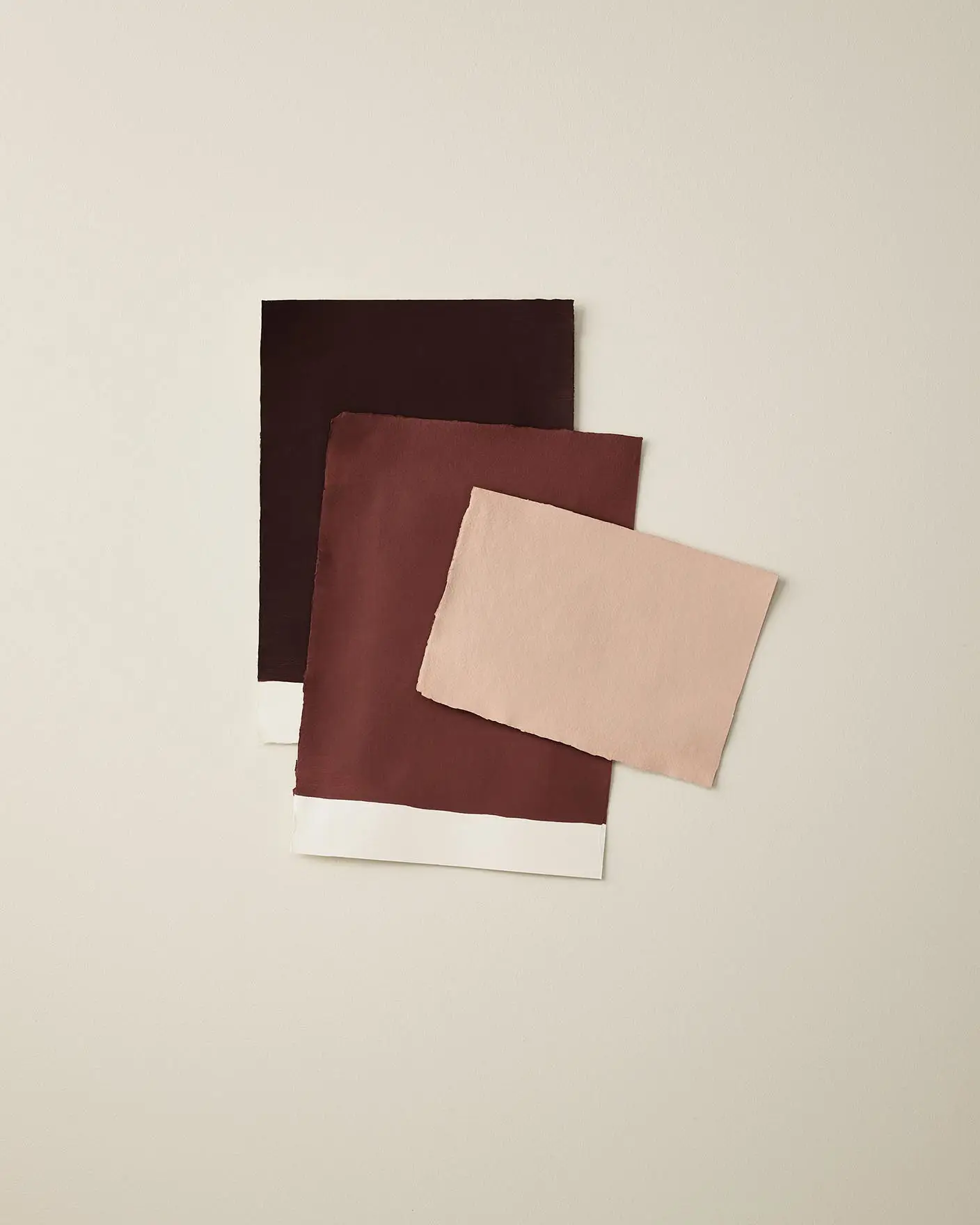 Colour samples of Pink Ambience, Sophisticated Red and Coffee.