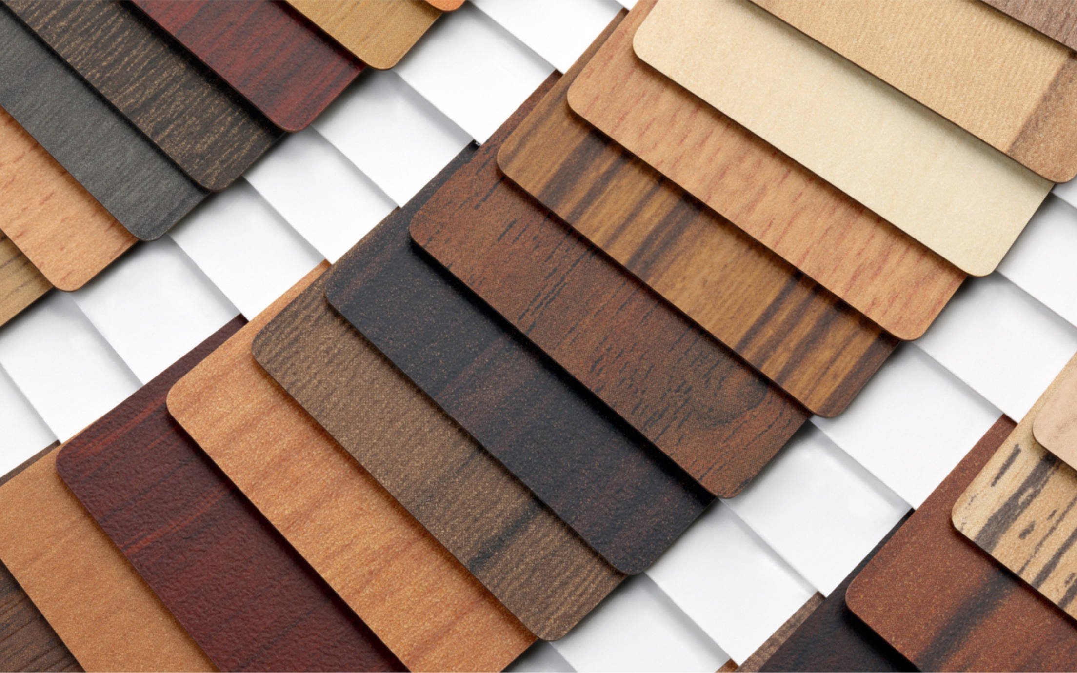 Colour samples of wood effect coating