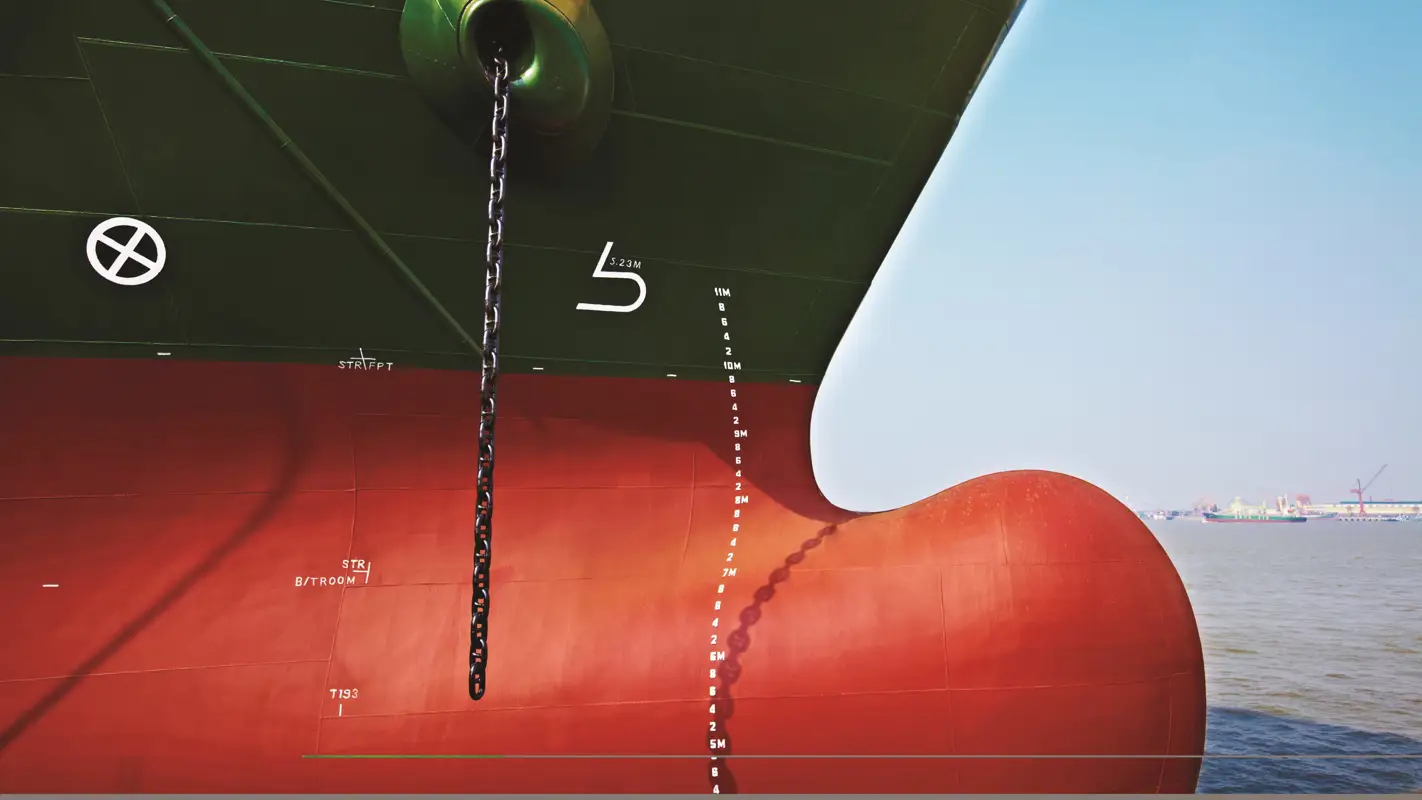 Ships hull red and black close up