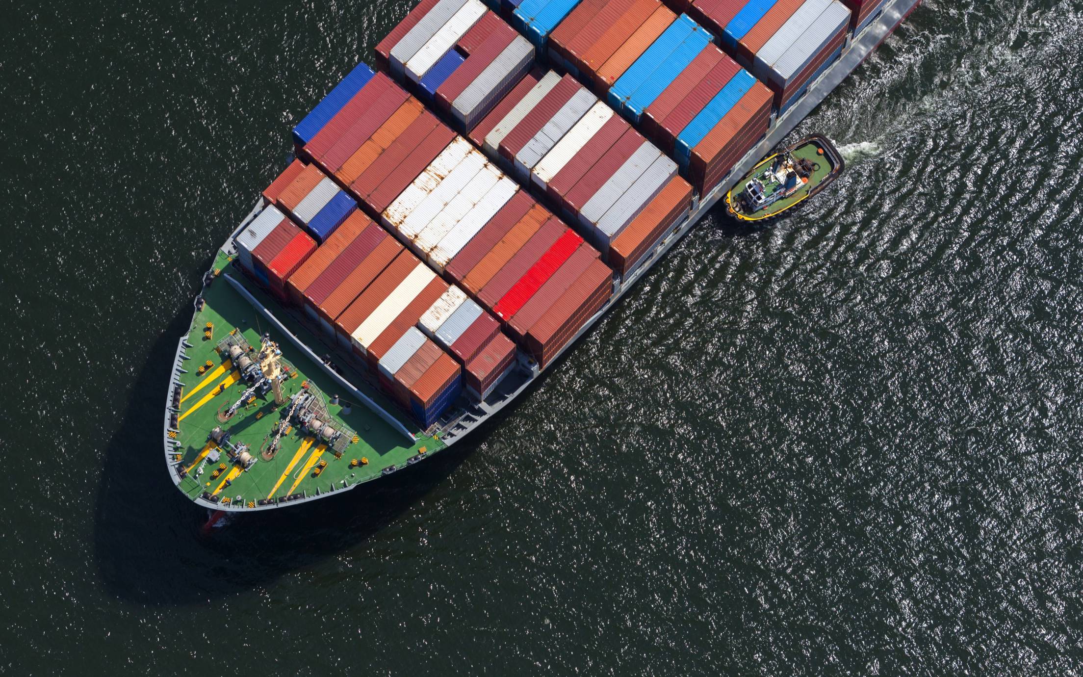 Cargo ship seen from above