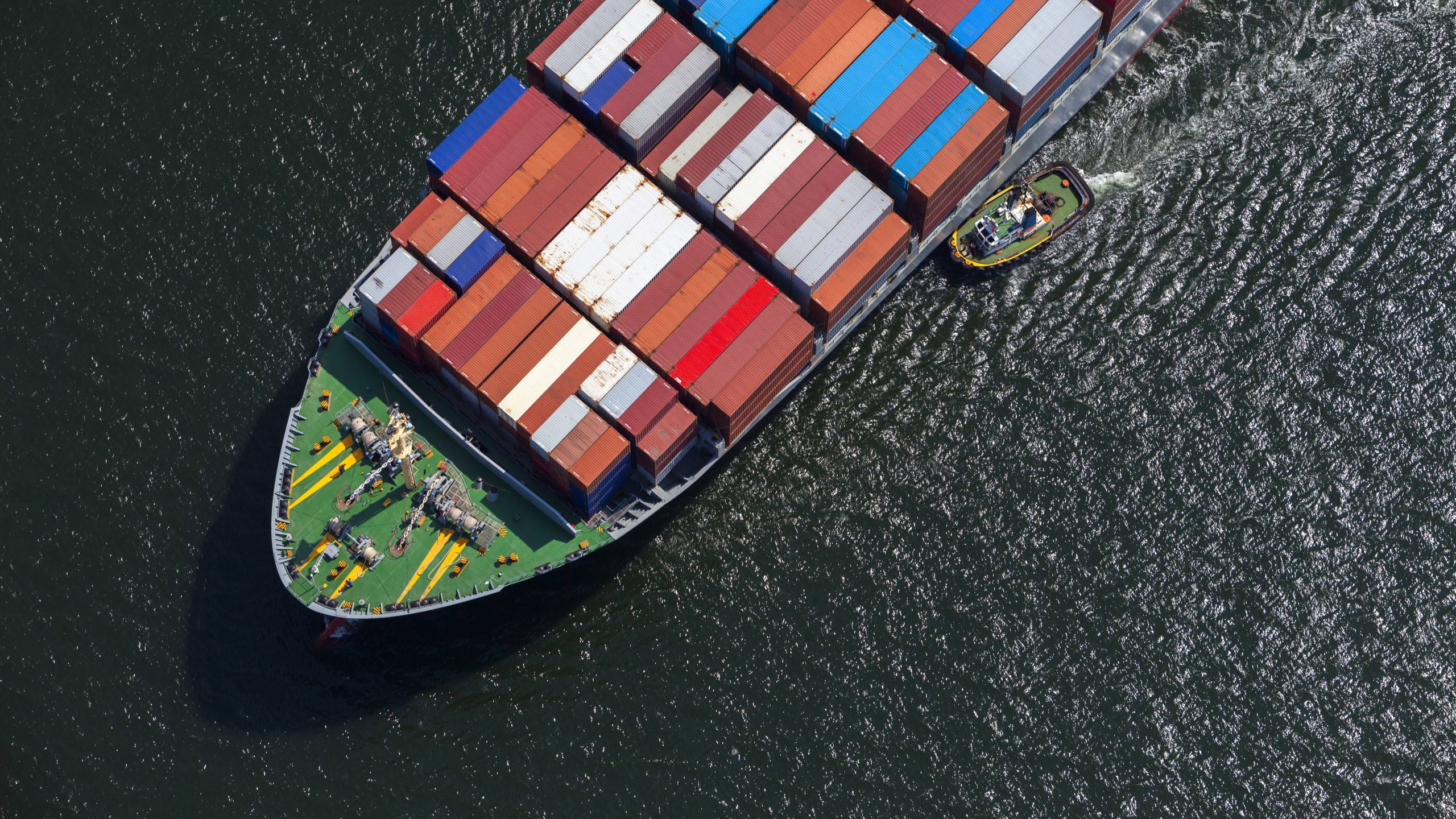 Cargo ship seen from above
