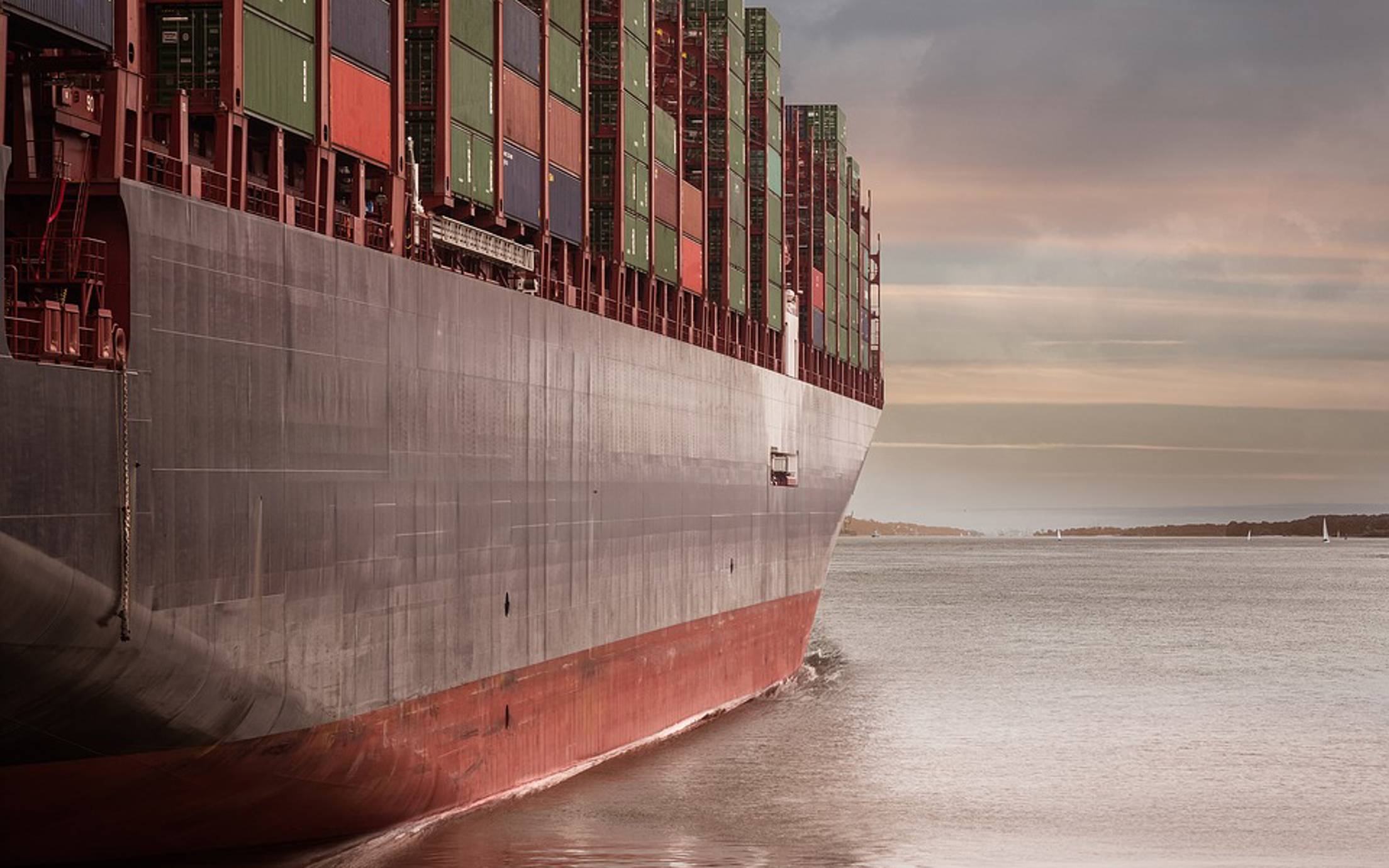 Close up of container ship