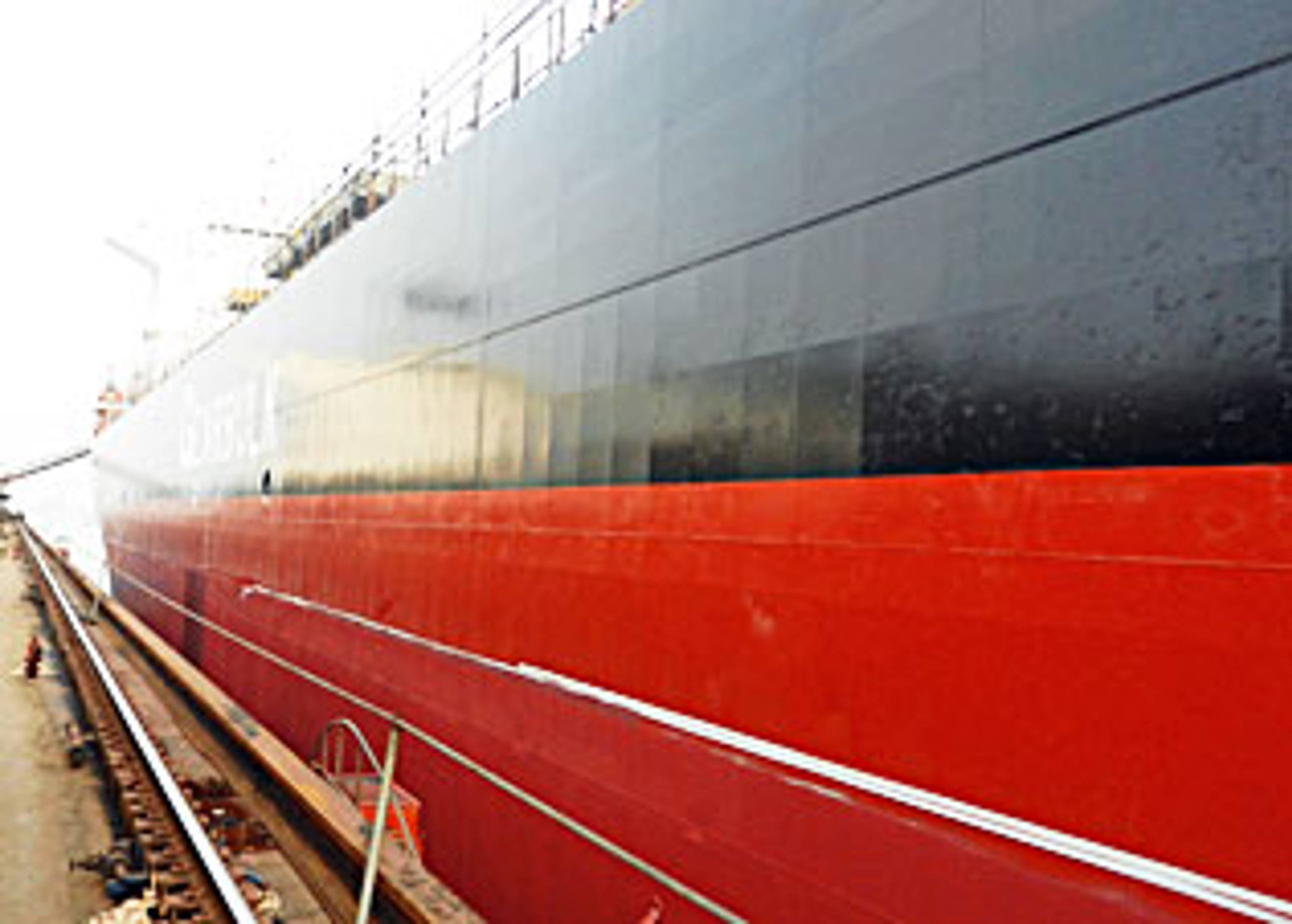 The timber carrier Penguin Arrow in drydock