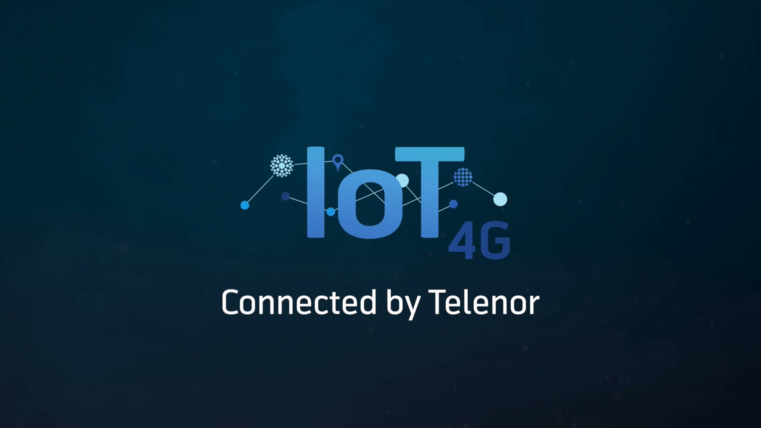 Black background with text saying: IoT 4G, connected by Telenor