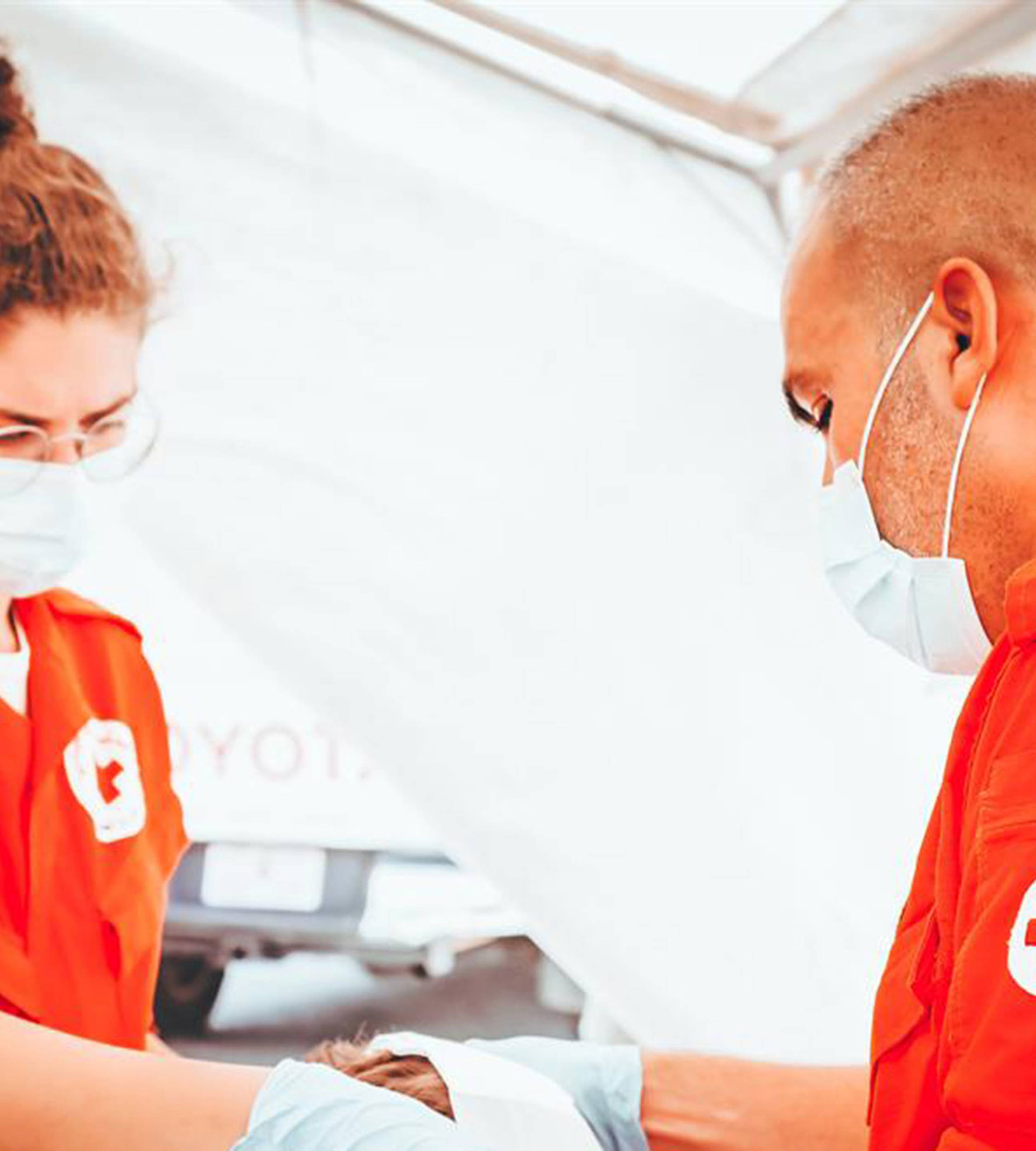 Lebanese Red Crescent giving first aid after the tragis explotion in Beirut harbour