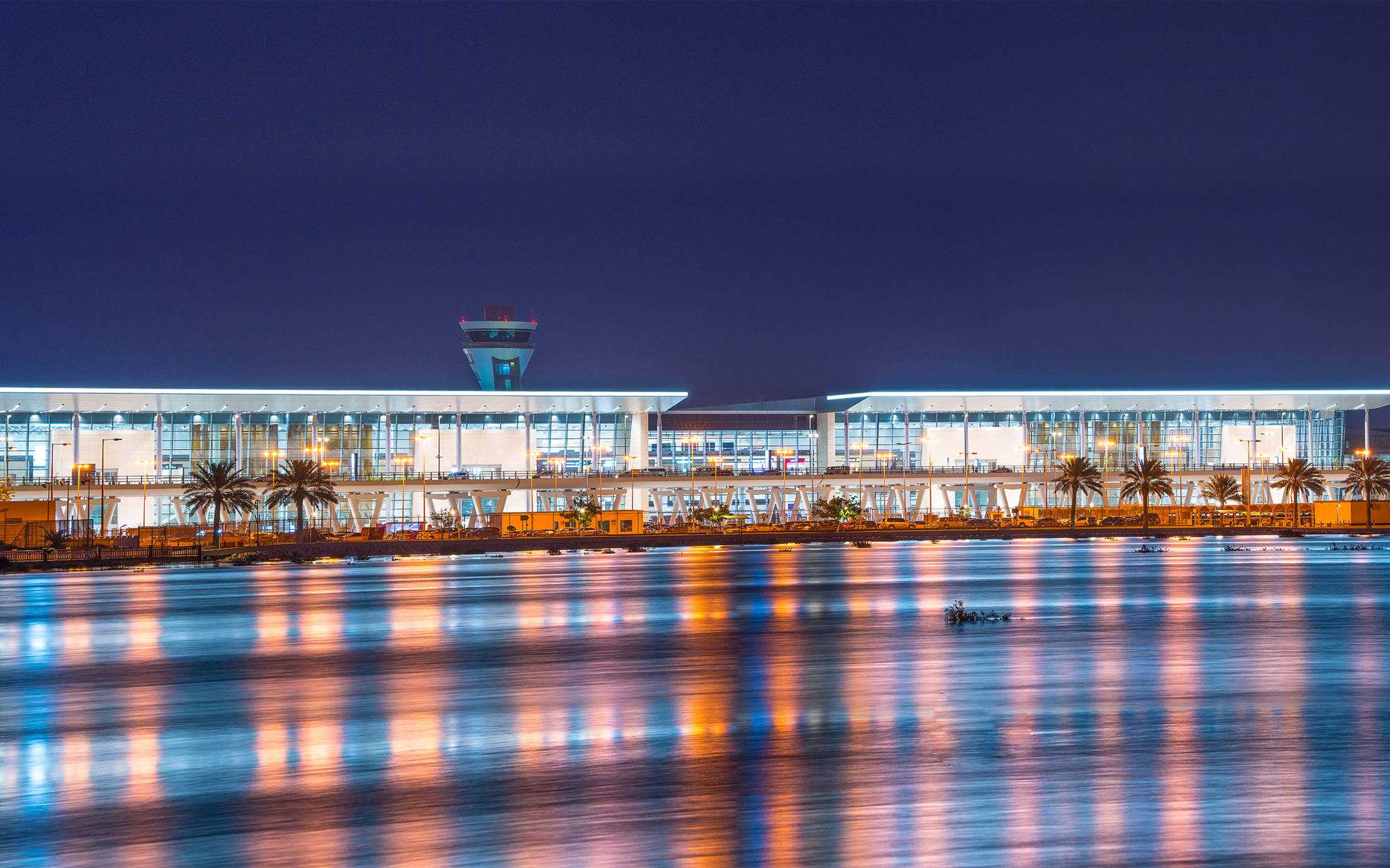 Bahari airport in Bahrain by night