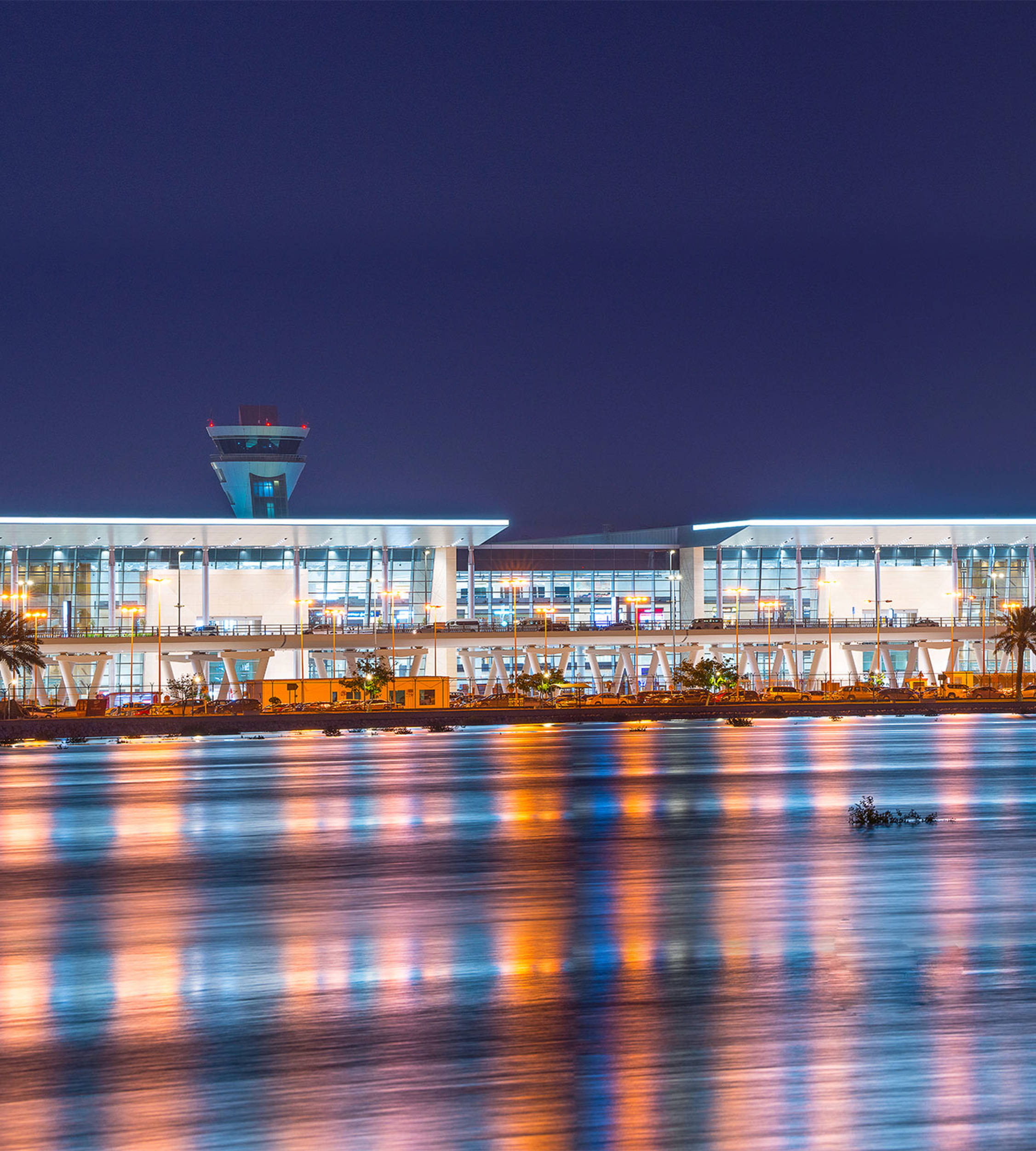 Bahari airport in Bahrain by night