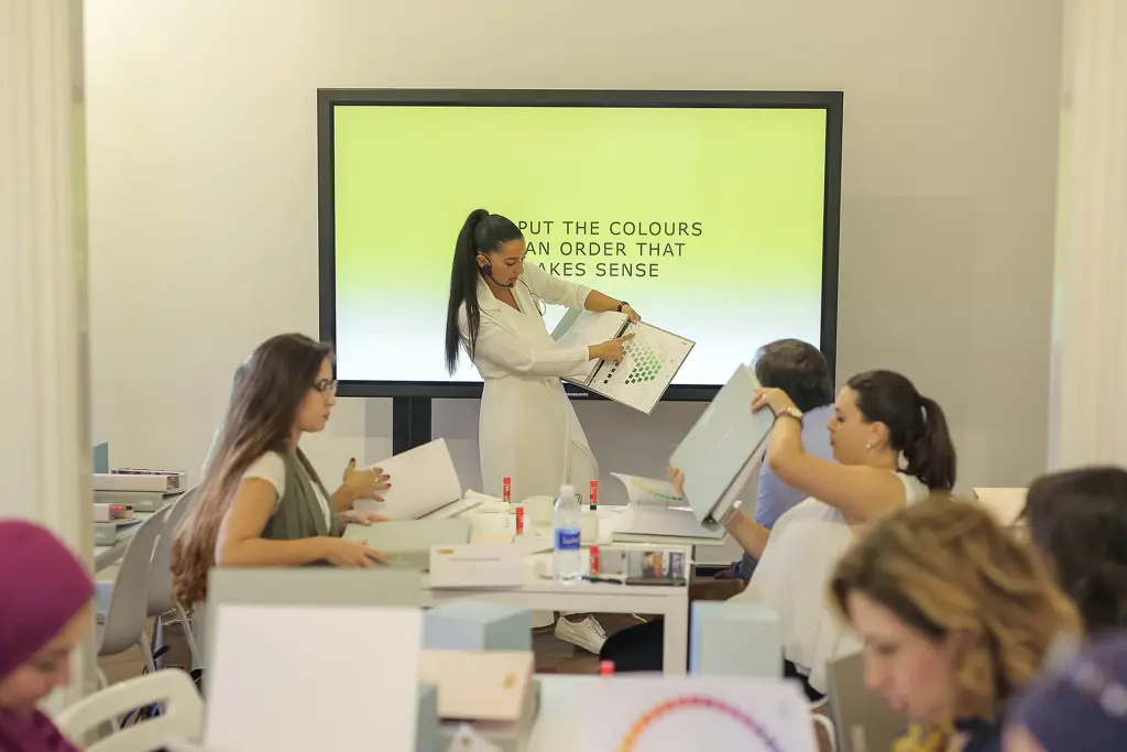 Regional Jotun Colour Marketing Manager Rana Khadra teaching a Jotun Colour academy class