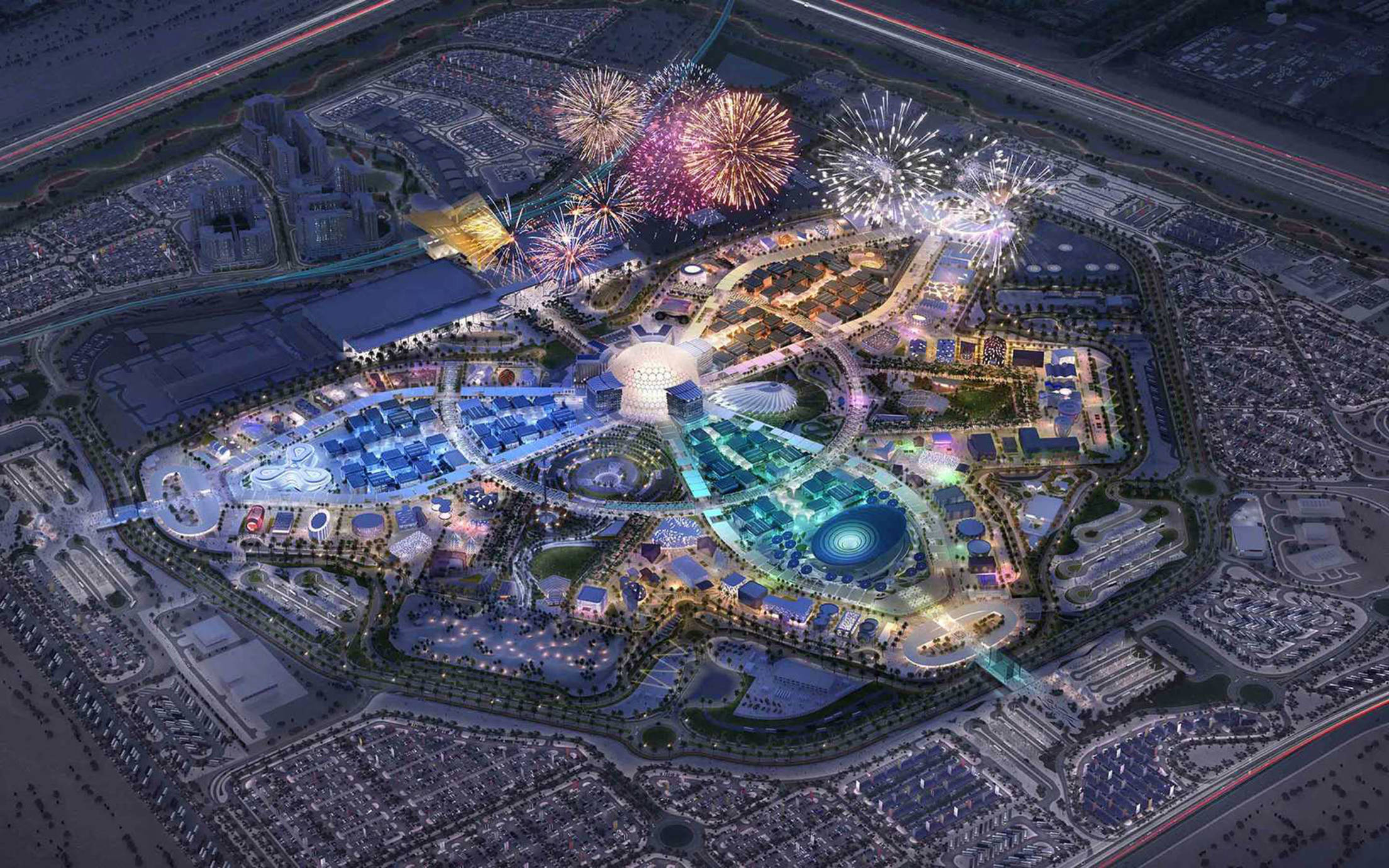 World Expo 2020 aerial view of the central dome