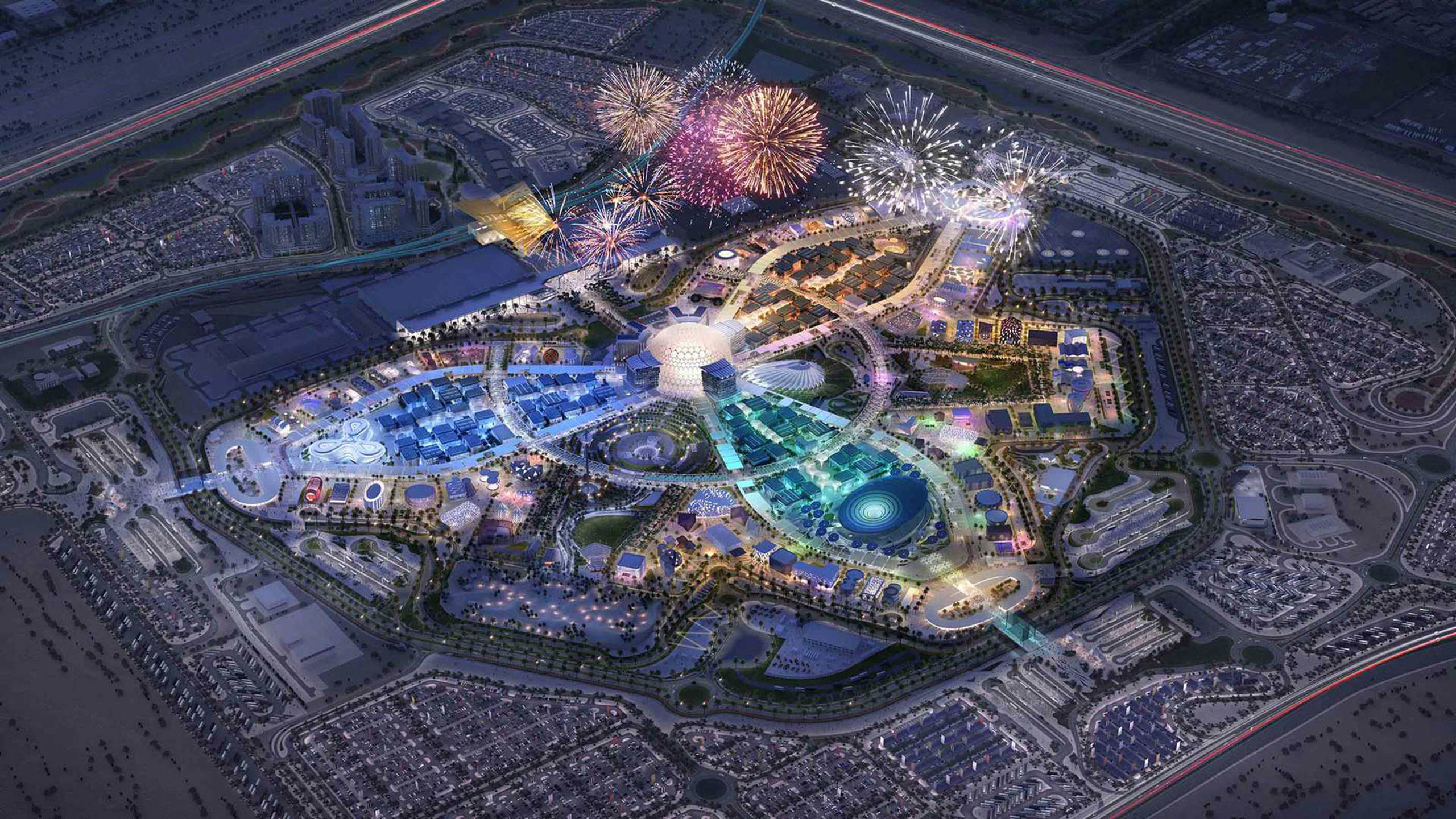 World Expo 2020 aerial view of the central dome