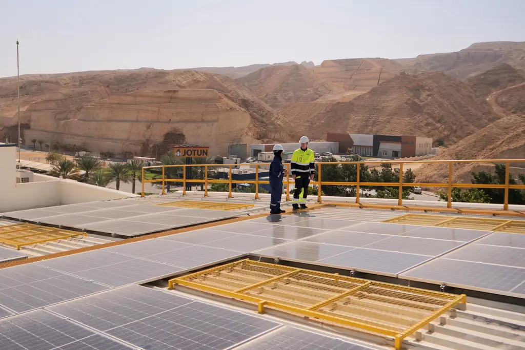 Solar panels on the roof top of Jotun's factory in Oman
