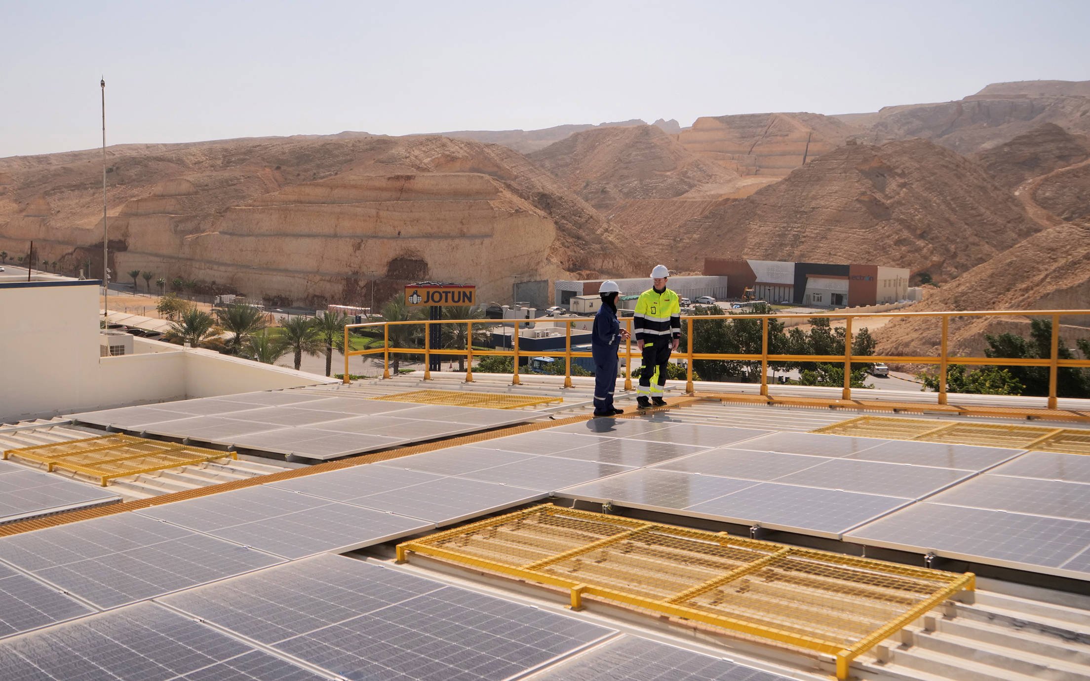 Solar panels on the roof top of Jotun's factory in Oman