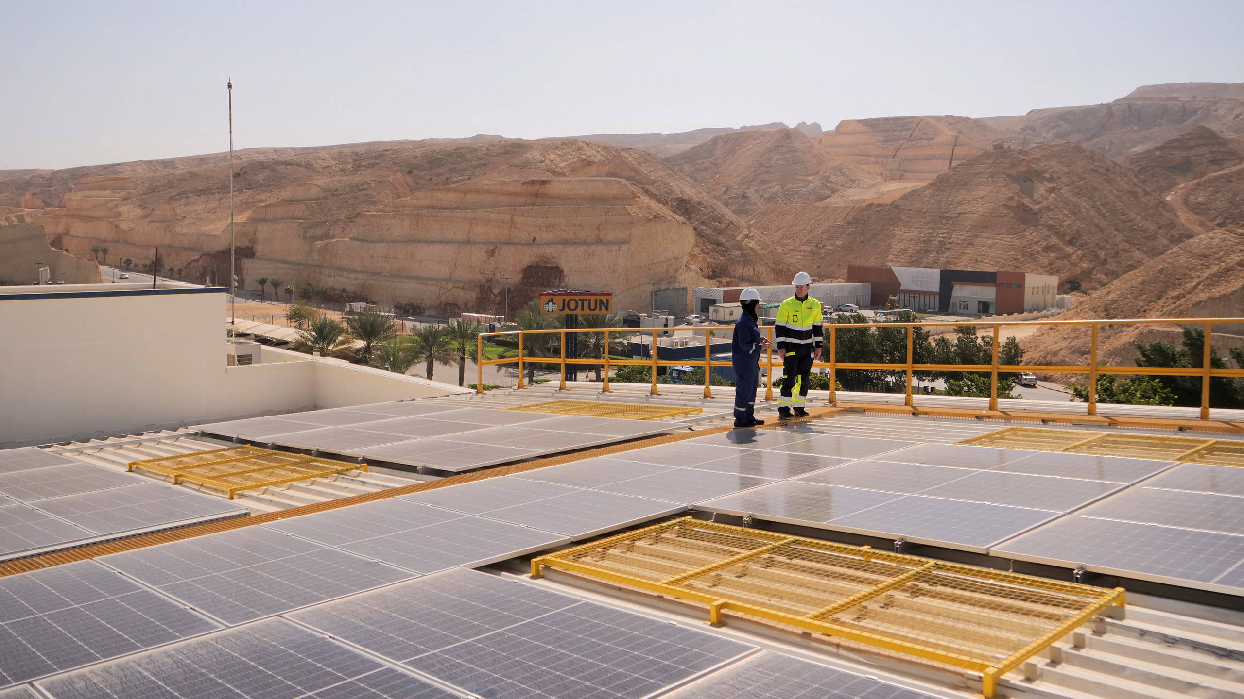 Solar panels on the roof top of Jotun's factory in Oman