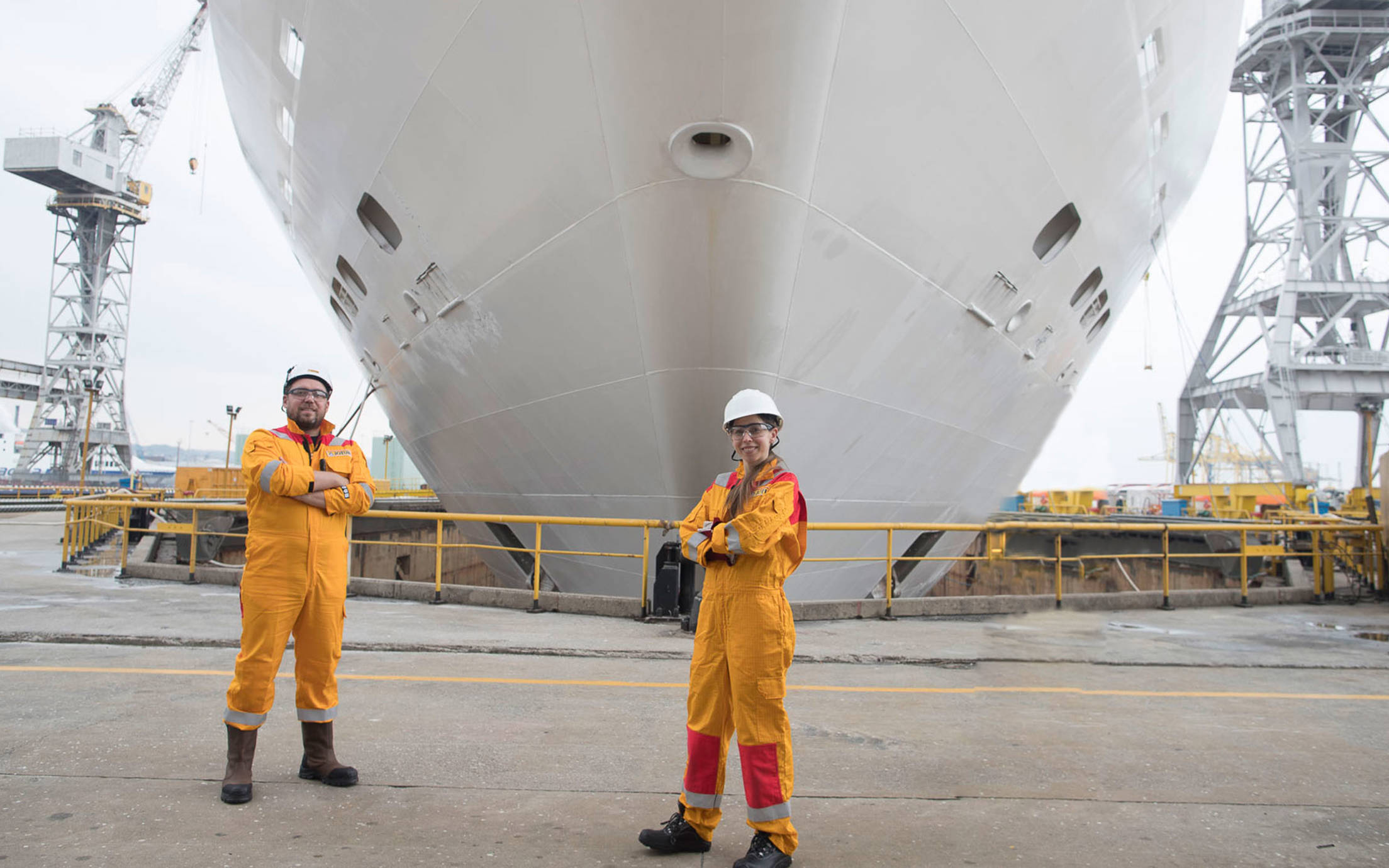 Verena Zeriul at an Italian shipyard