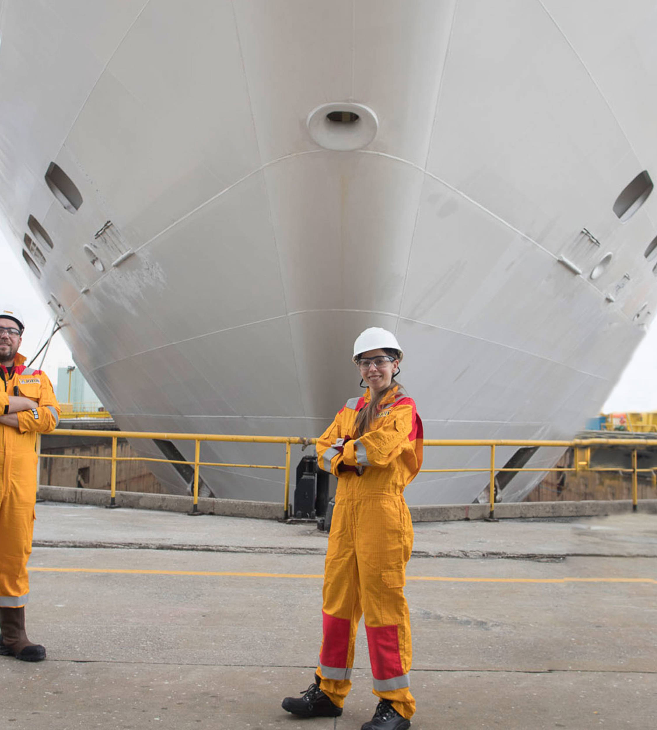 Verena Zeriul at an Italian shipyard