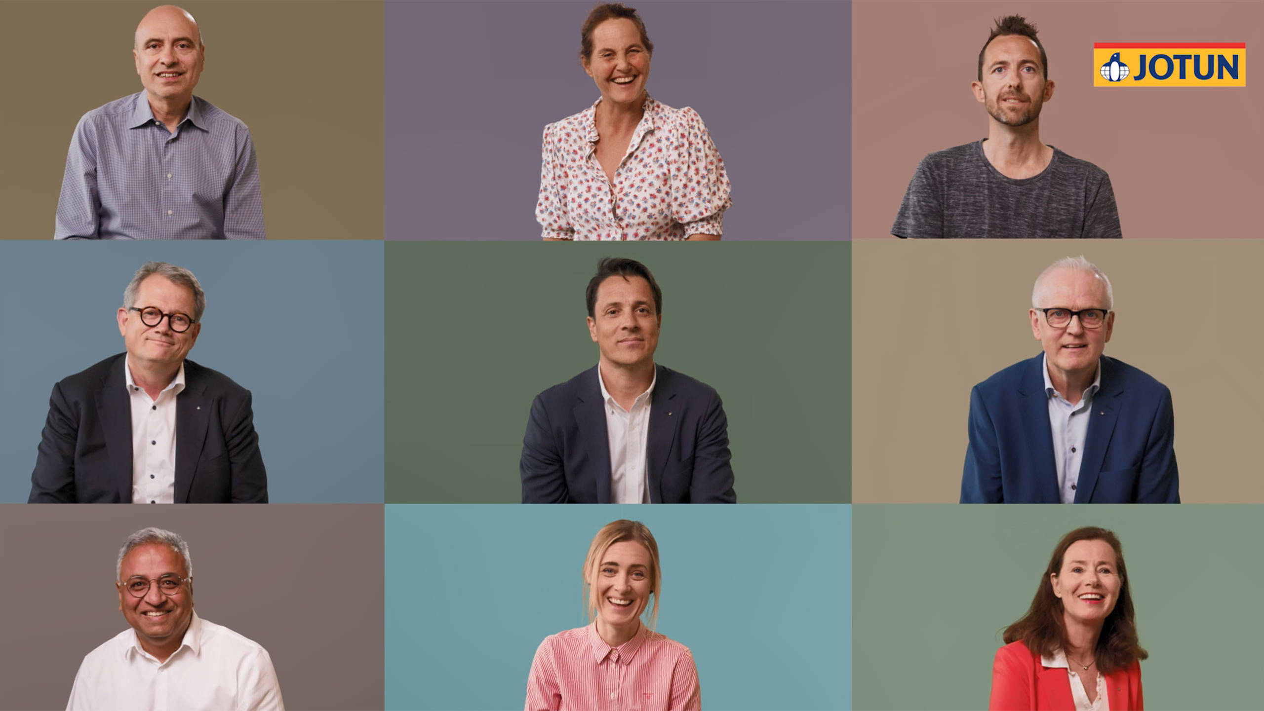 Nine Jotun employees presented in a collage