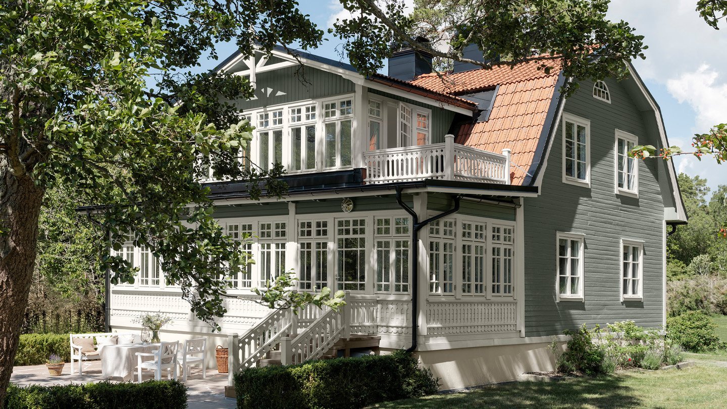 Hus malt med Stockholmsgrønn